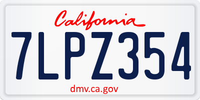 CA license plate 7LPZ354