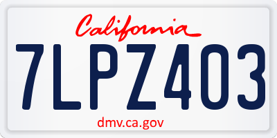 CA license plate 7LPZ403