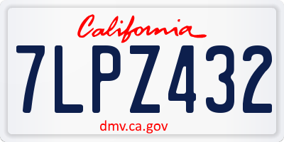 CA license plate 7LPZ432