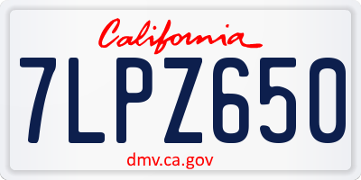 CA license plate 7LPZ650