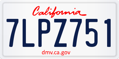 CA license plate 7LPZ751