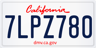 CA license plate 7LPZ780