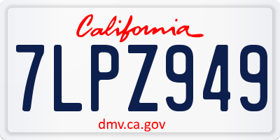 CA license plate 7LPZ949