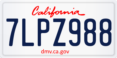 CA license plate 7LPZ988