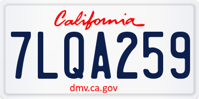 CA license plate 7LQA259