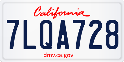 CA license plate 7LQA728