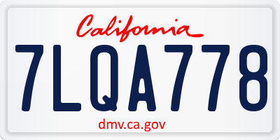 CA license plate 7LQA778