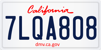 CA license plate 7LQA808