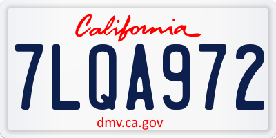 CA license plate 7LQA972