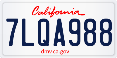 CA license plate 7LQA988