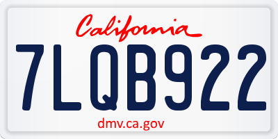 CA license plate 7LQB922