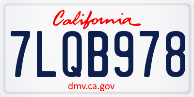 CA license plate 7LQB978