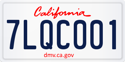CA license plate 7LQC001