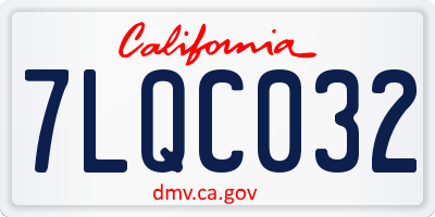CA license plate 7LQC032