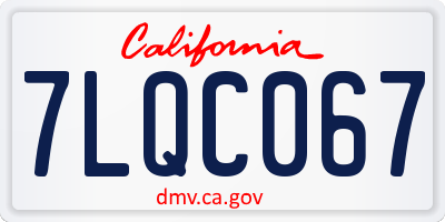 CA license plate 7LQC067