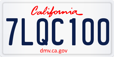 CA license plate 7LQC100