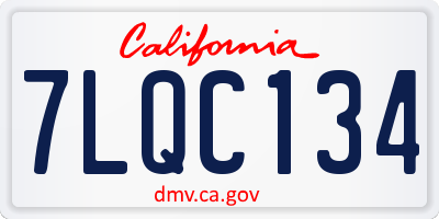 CA license plate 7LQC134