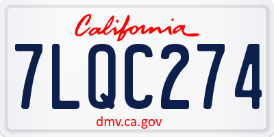 CA license plate 7LQC274