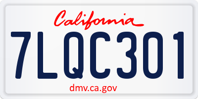 CA license plate 7LQC301