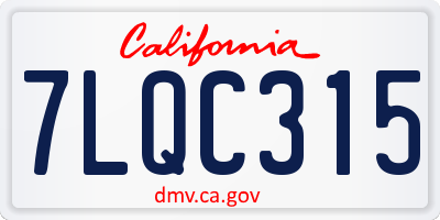 CA license plate 7LQC315