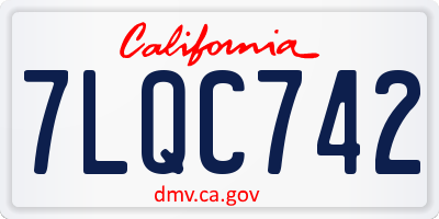 CA license plate 7LQC742