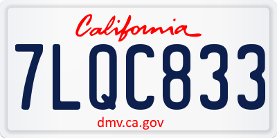 CA license plate 7LQC833