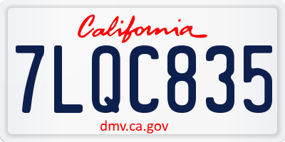 CA license plate 7LQC835