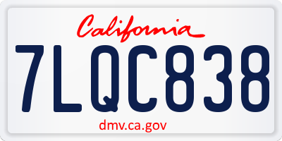 CA license plate 7LQC838