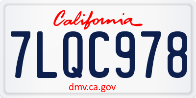 CA license plate 7LQC978