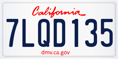 CA license plate 7LQD135