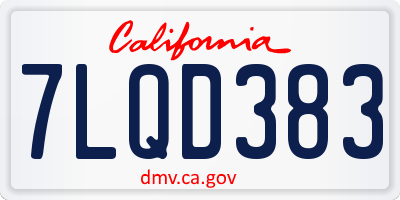 CA license plate 7LQD383