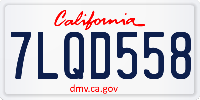 CA license plate 7LQD558