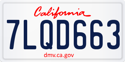 CA license plate 7LQD663