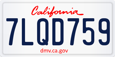 CA license plate 7LQD759