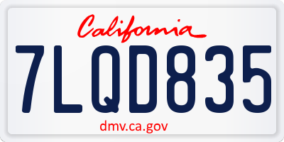 CA license plate 7LQD835