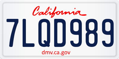CA license plate 7LQD989