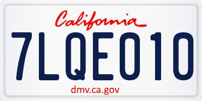 CA license plate 7LQE010