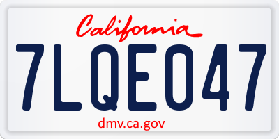 CA license plate 7LQE047