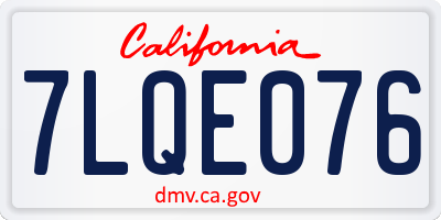 CA license plate 7LQE076