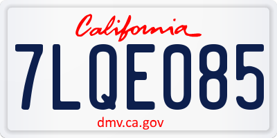 CA license plate 7LQE085
