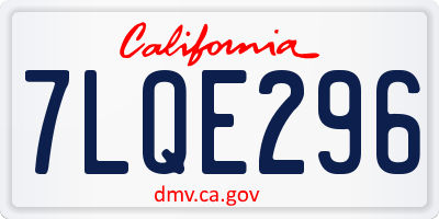 CA license plate 7LQE296