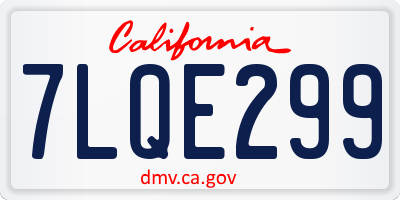 CA license plate 7LQE299