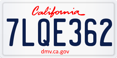 CA license plate 7LQE362