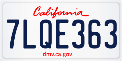 CA license plate 7LQE363