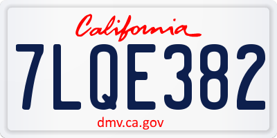 CA license plate 7LQE382