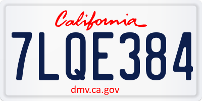 CA license plate 7LQE384