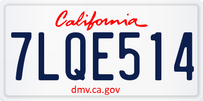 CA license plate 7LQE514