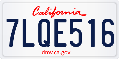 CA license plate 7LQE516