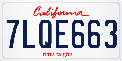CA license plate 7LQE663
