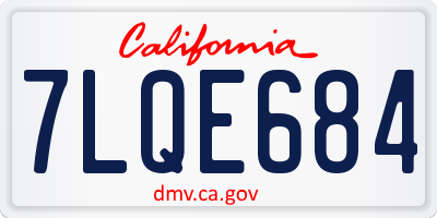 CA license plate 7LQE684